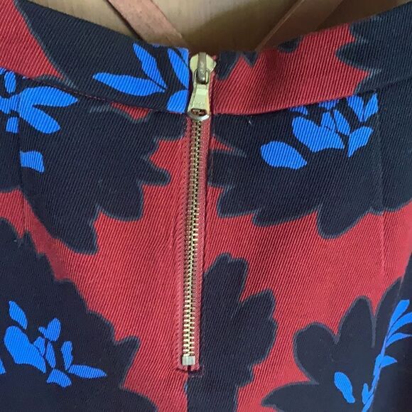 J Crew red Firework floral A line pleated skirt - Picture 5 of 9